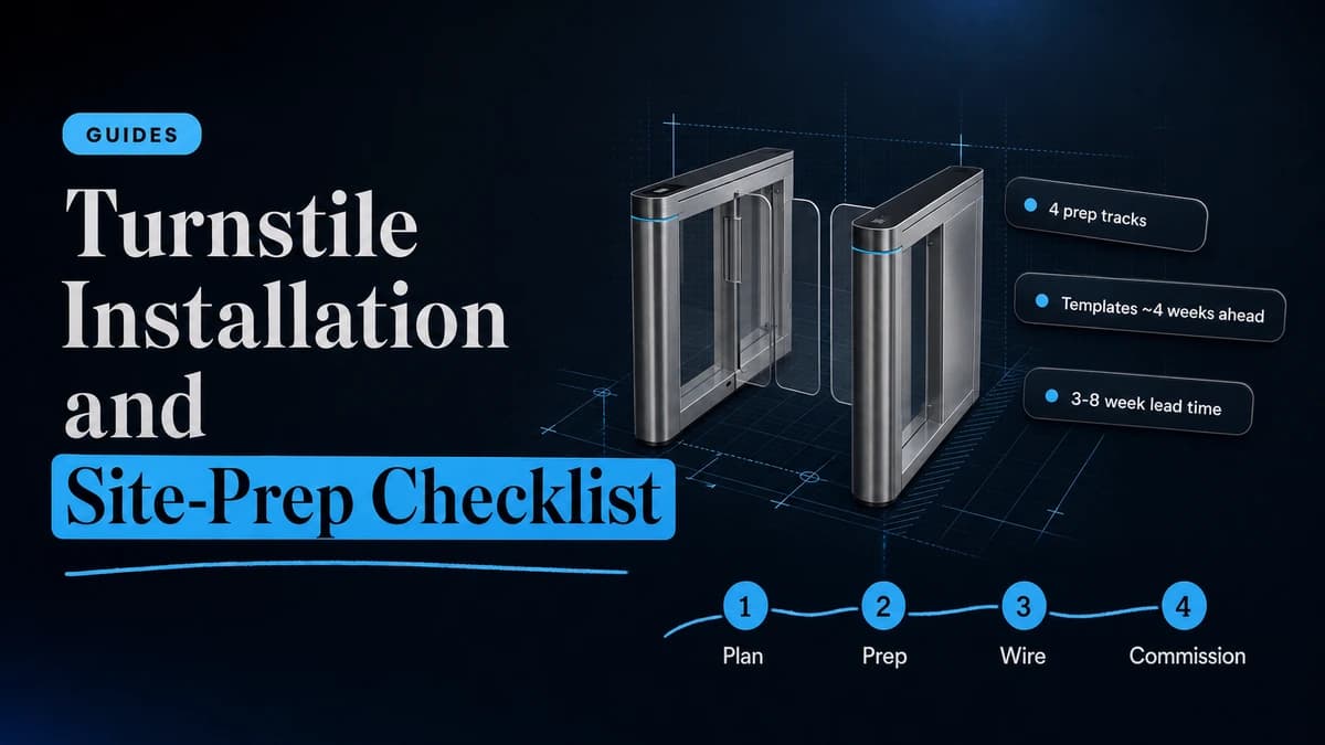 Speed gate hardware over blueprint lines with the four site-prep steps: plan, prep, wire, commission