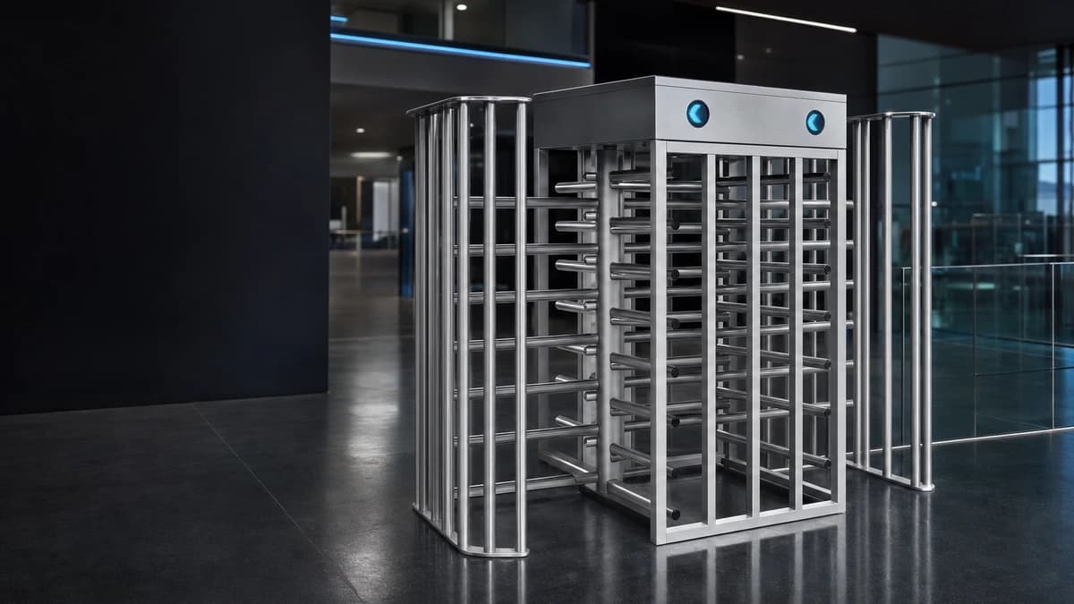 Gatestile Three-Quarter Turnstile in a stadium employee gate setting, deployment visualization