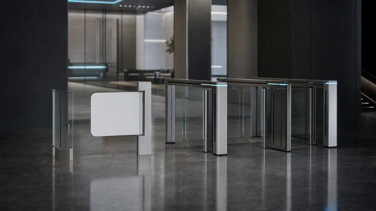 Gatestile Swing Gate in a ada-accessible lobby lane setting, deployment visualization